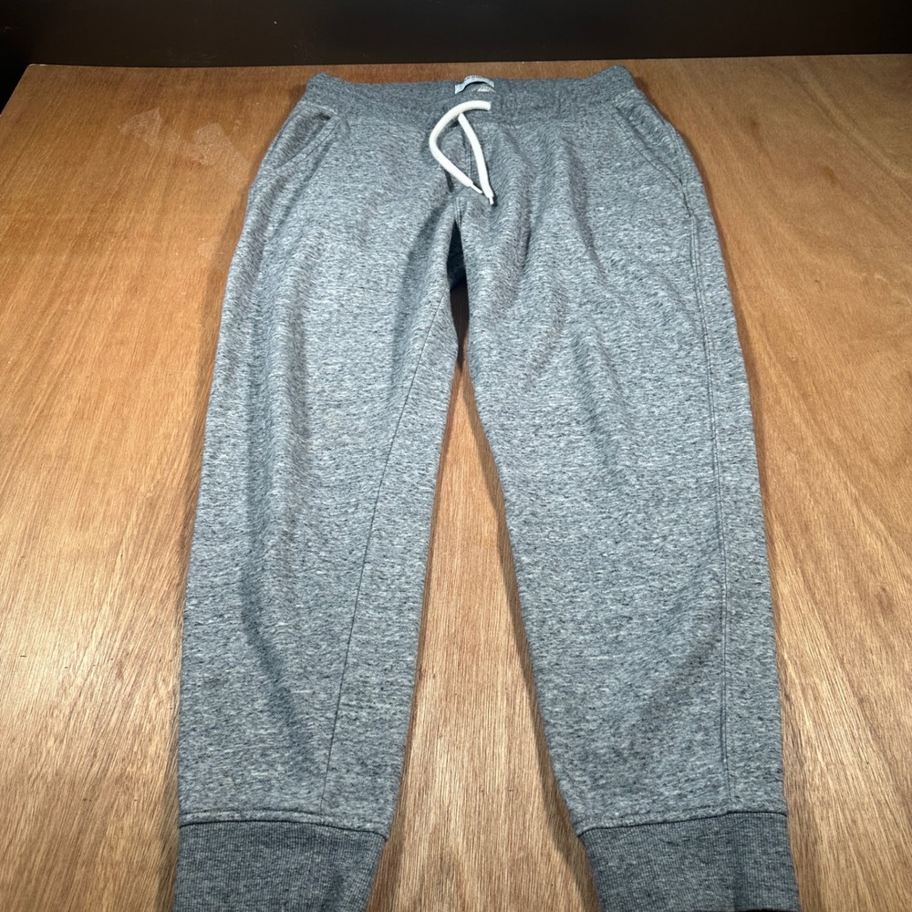 Old Navy Joggers Women Large Grey Fleece Lined Drawstring Elastic Waist Lounge